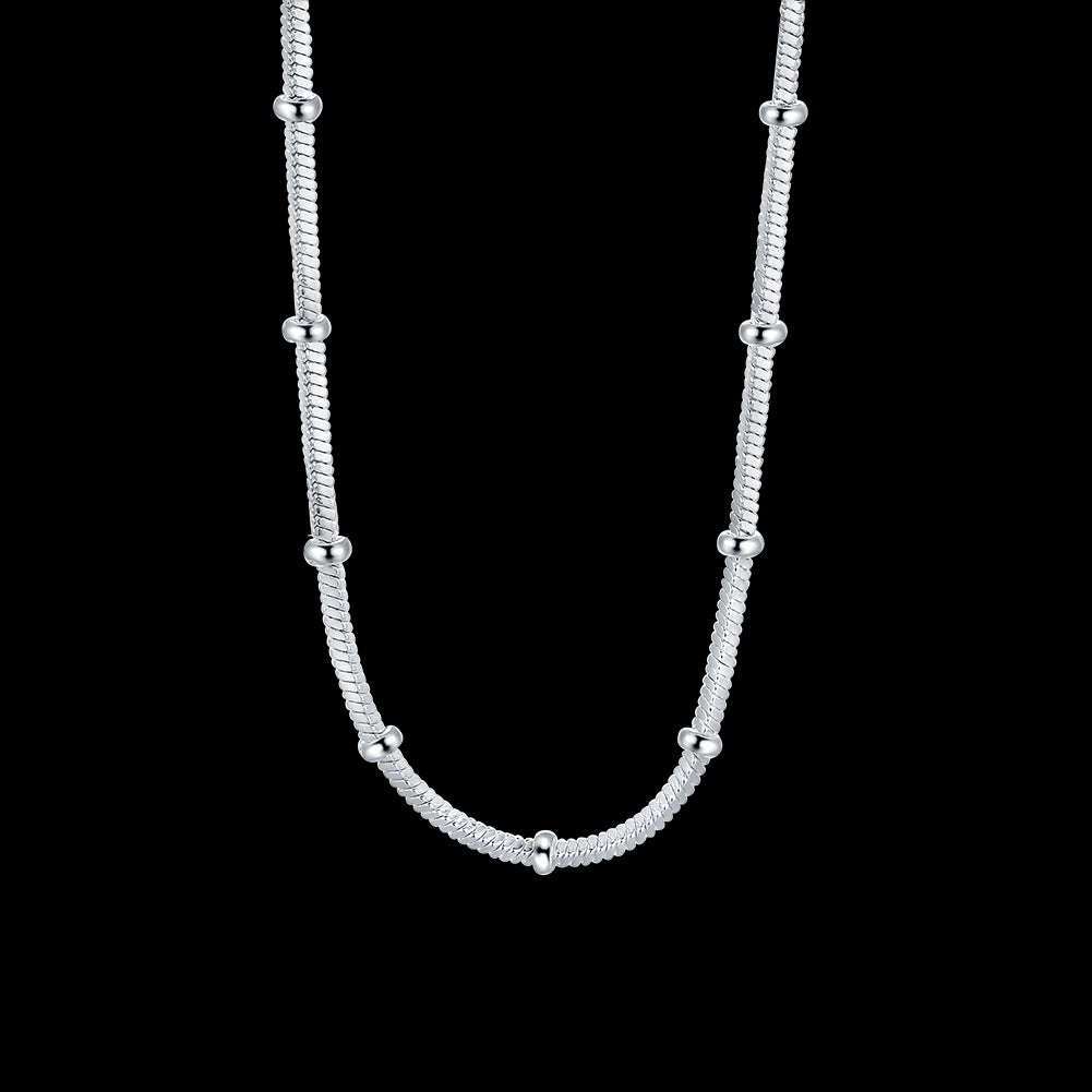 Noble 2MM snake beads chain  925 Stamped Silver Necklace For Women man trend wedding party Jewelry Holiday gifts
