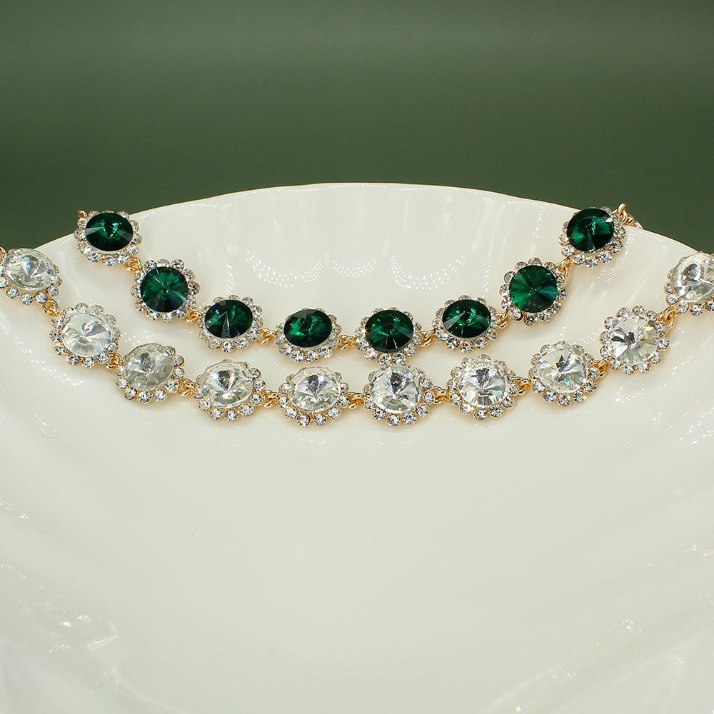 Gorgeous Floral Rhinestone Necklace Sweater Chain For Women Punk Choker Temperament Retro Wedding Jewelry Gift