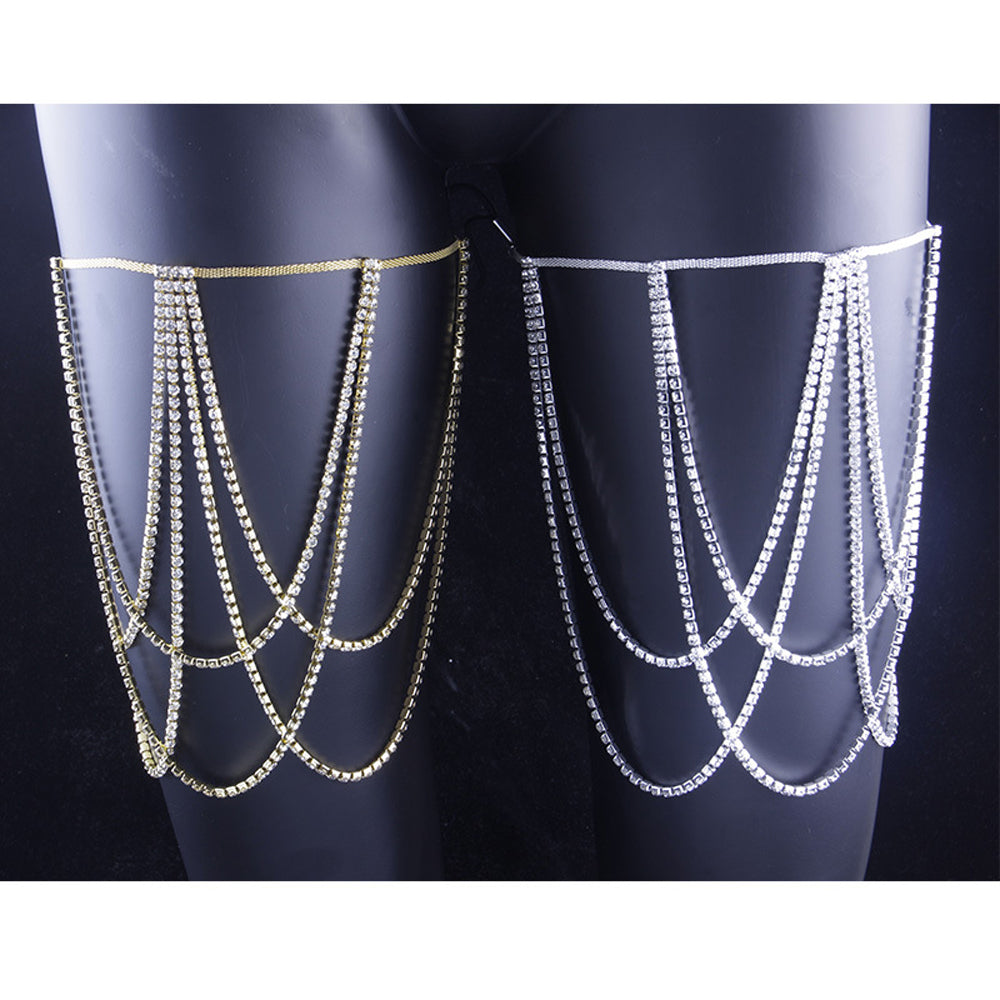 1 Pcs Sexy Glitter Rhinestone Thigh Chain Multi-layer Metal Chain Women Personality Leg Chain Party