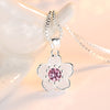 925 Stamp Silver Color Chains And Necklaces For Women Neck Jewelry Charm Pink Purple Peach Blossom Pendant Wedding Birthday