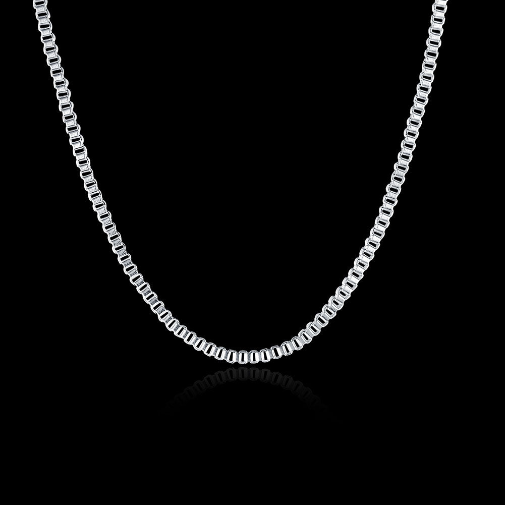 10PCS   925  Silver  2MM Box chain Necklace For man Women party wedding Jewelry Gifts