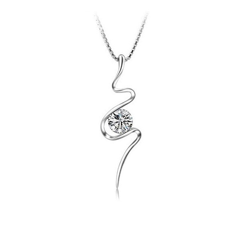925 Stamp Silver Color Female Retro Geometry Zircon Pendants And Necklaces For Women Wedding Jewelry GaaBou Jewellery
