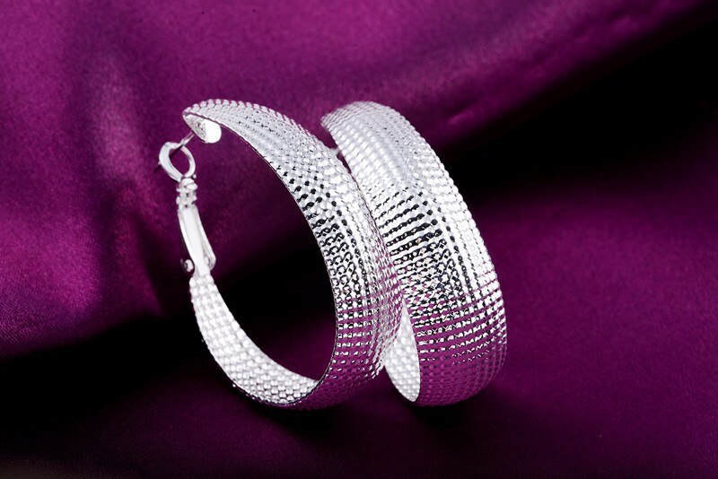 925 Stamp Silver Color U Shape Network Small Hoop Earrings For Women 2022 Trend Wedding Party Charm Christmas Jewelry