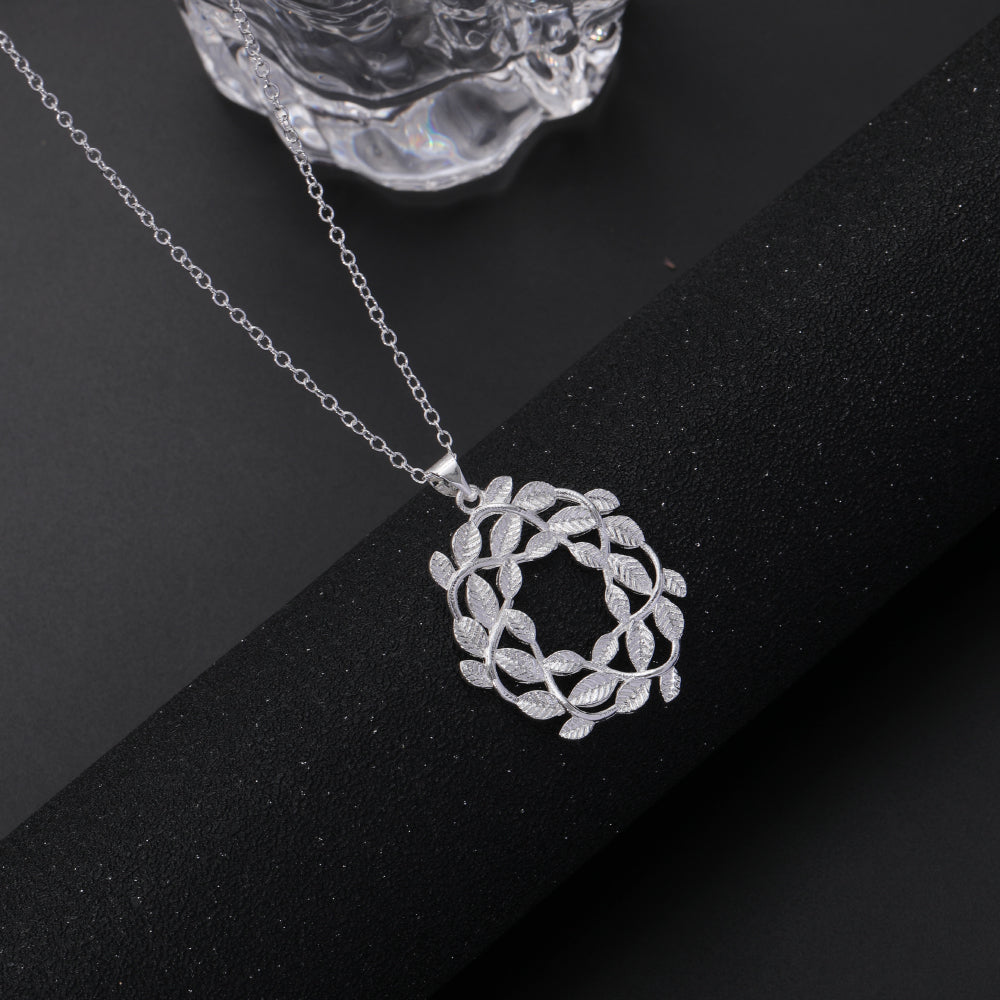 925 Stamped Silver fine Flowers leaves Pendant Necklace for Women Christmas Gifts Party wedding Jewelry