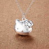 925 Stamped Silver fine lovely cat Pendant Necklace for Women Christmas gifts Party Wedding Jewelry
