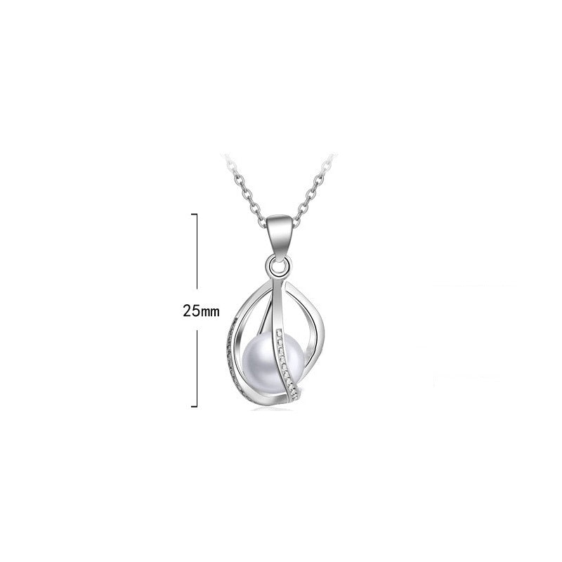 925 Stamp Silver Color Chains And Necklaces For Women Neck Jewelry Charm Lucky Elegant Pearl Pendant Wedding Party