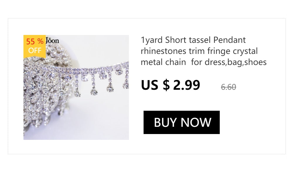 1 yard Long tassel crystal rhinestone fringe trim Silver crystal decorative metal chain clothing accessories ML074