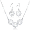 Korean 925 sterling Silver Pretty Flowers necklace earrings Jewelry sets for women charms wedding party gifts jewelry