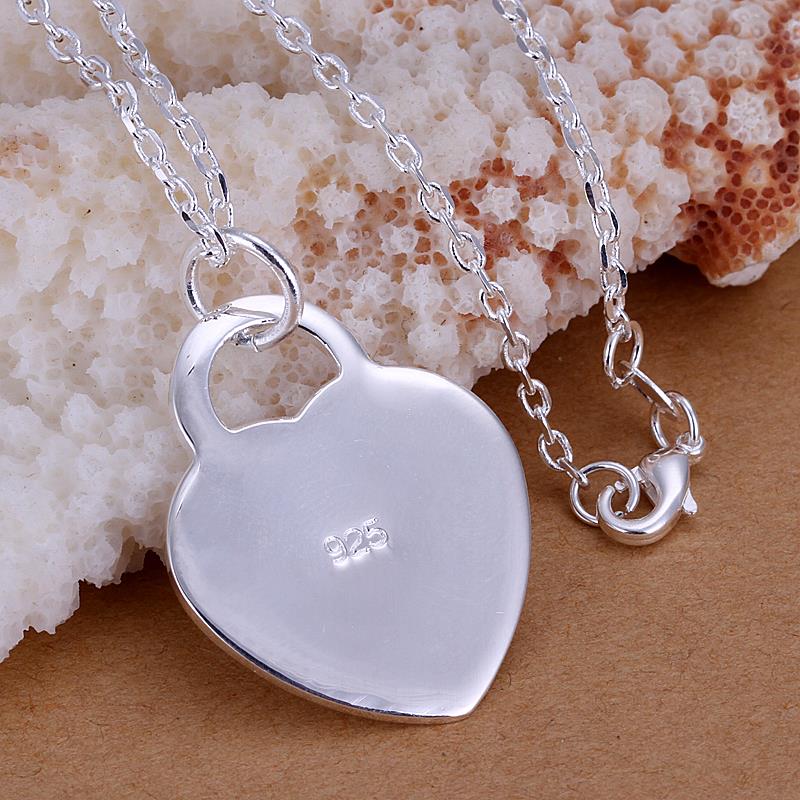 classic 925 Stamped Silver streetwear heart card Pendant Necklace for women Couple gifts party wedding Jewelry