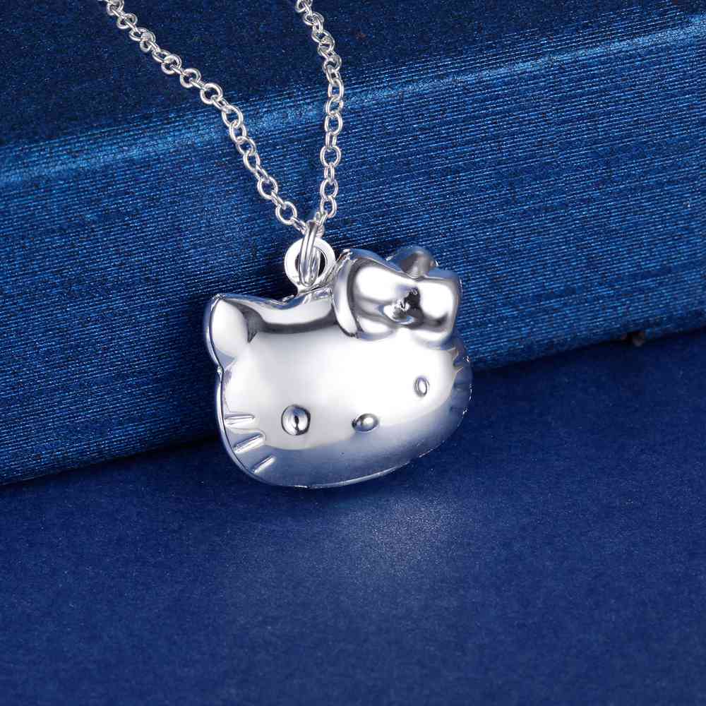 925 Stamped Silver fine lovely cat Pendant Necklace for Women Christmas gifts Party Wedding Jewelry