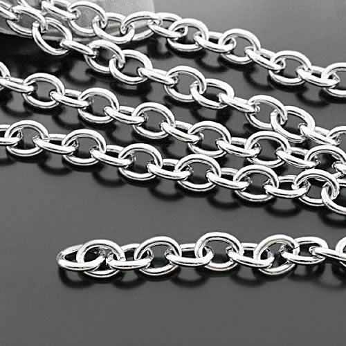 (16551-G)1 Meter Width 4.5MM 6MM 7MM Stainless Steel Color Iron Round Oval Shape Link Chains  Connect Chains