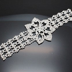 Flower shape crystal clear rhinestone applique rhinestone shoulder chain with tassel wedding dress decoration DIY sew on stone