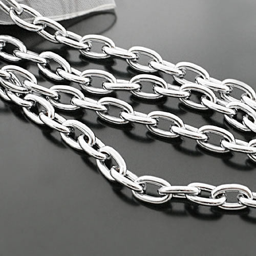 (16551-G)1 Meter Width 4.5MM 6MM 7MM Stainless Steel Color Iron Round Oval Shape Link Chains  Connect Chains