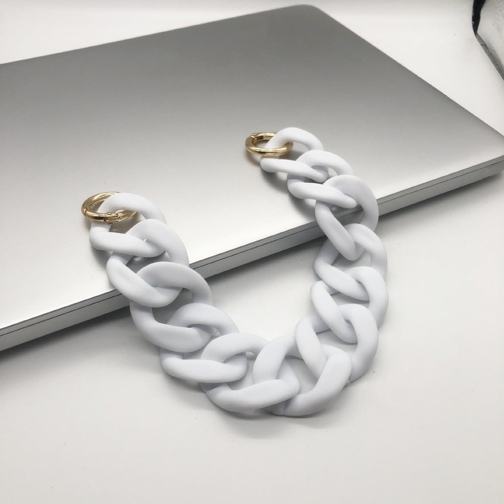 1 PC 30cm/41cm  DIY Colorful Detachable Acrylic Chain Handle Fish Bone Plastic Strap Shoulder Bags Accessories For Women