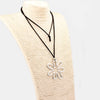 1 Pcs  Open Craft Abstract Large Flower Pendant Necklace Black Faux Suede Cord Chain Long Chain Necklace