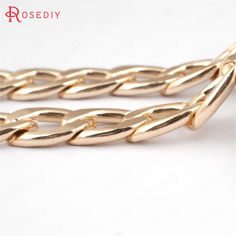 (29871)1 Meter Champagne gold Color Plated Flat Extended Chains Aluminum Chains Necklace Chains Diy Jewelry Findings Accessories