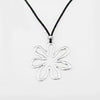 1 Pcs  Open Craft Abstract Large Flower Pendant Necklace Black Faux Suede Cord Chain Long Chain Necklace