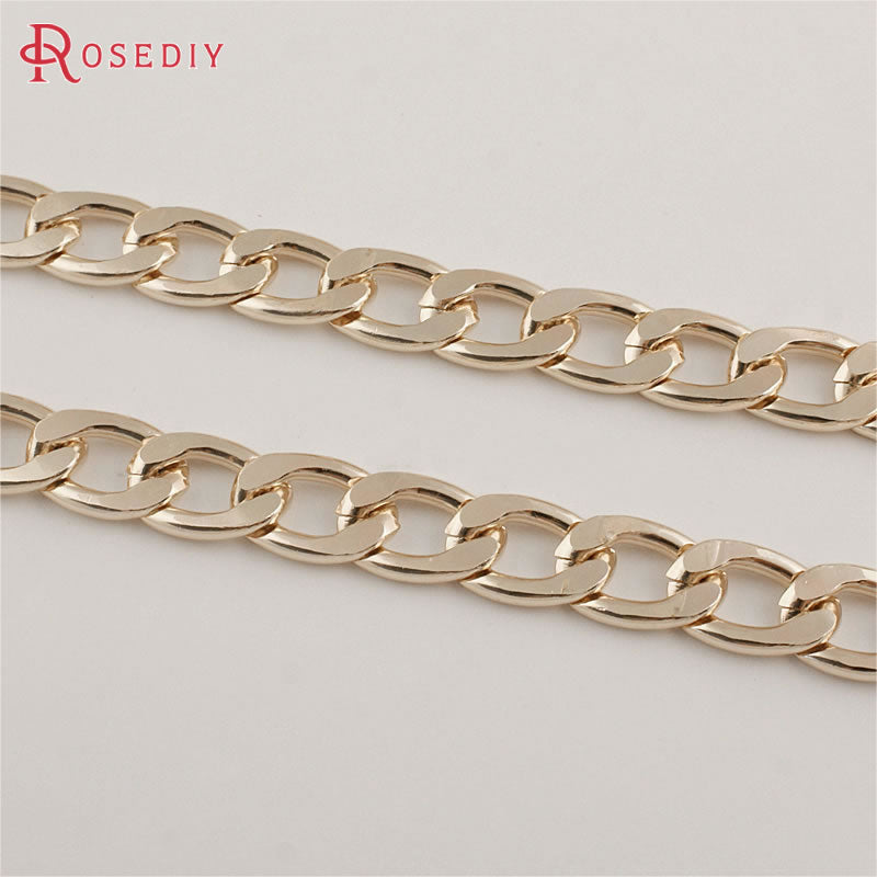 (29871)1 Meter Champagne gold Color Plated Flat Extended Chains Aluminum Chains Necklace Chains Diy Jewelry Findings Accessories