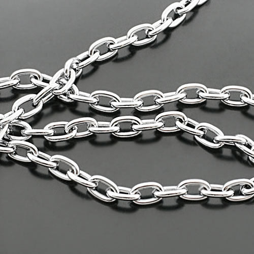 (16551-G)1 Meter Width 4.5MM 6MM 7MM Stainless Steel Color Iron Round Oval Shape Link Chains  Connect Chains