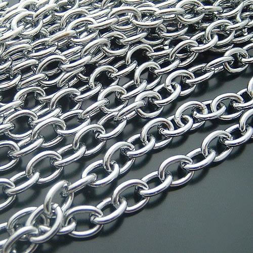 (16551-G)1 Meter Width 4.5MM 6MM 7MM Stainless Steel Color Iron Round Oval Shape Link Chains  Connect Chains