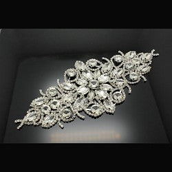 Flower shape crystal clear rhinestone applique rhinestone shoulder chain with tassel wedding dress decoration DIY sew on stone