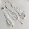 HUANZHI 2021 Sweet  Wavy Flower White Lace Imitation Pearl Pendant Clavicle Chain Choker Necklace for Women Wedding Jewelry