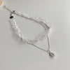 HUANZHI 2021 Sweet  Wavy Flower White Lace Imitation Pearl Pendant Clavicle Chain Choker Necklace for Women Wedding Jewelry