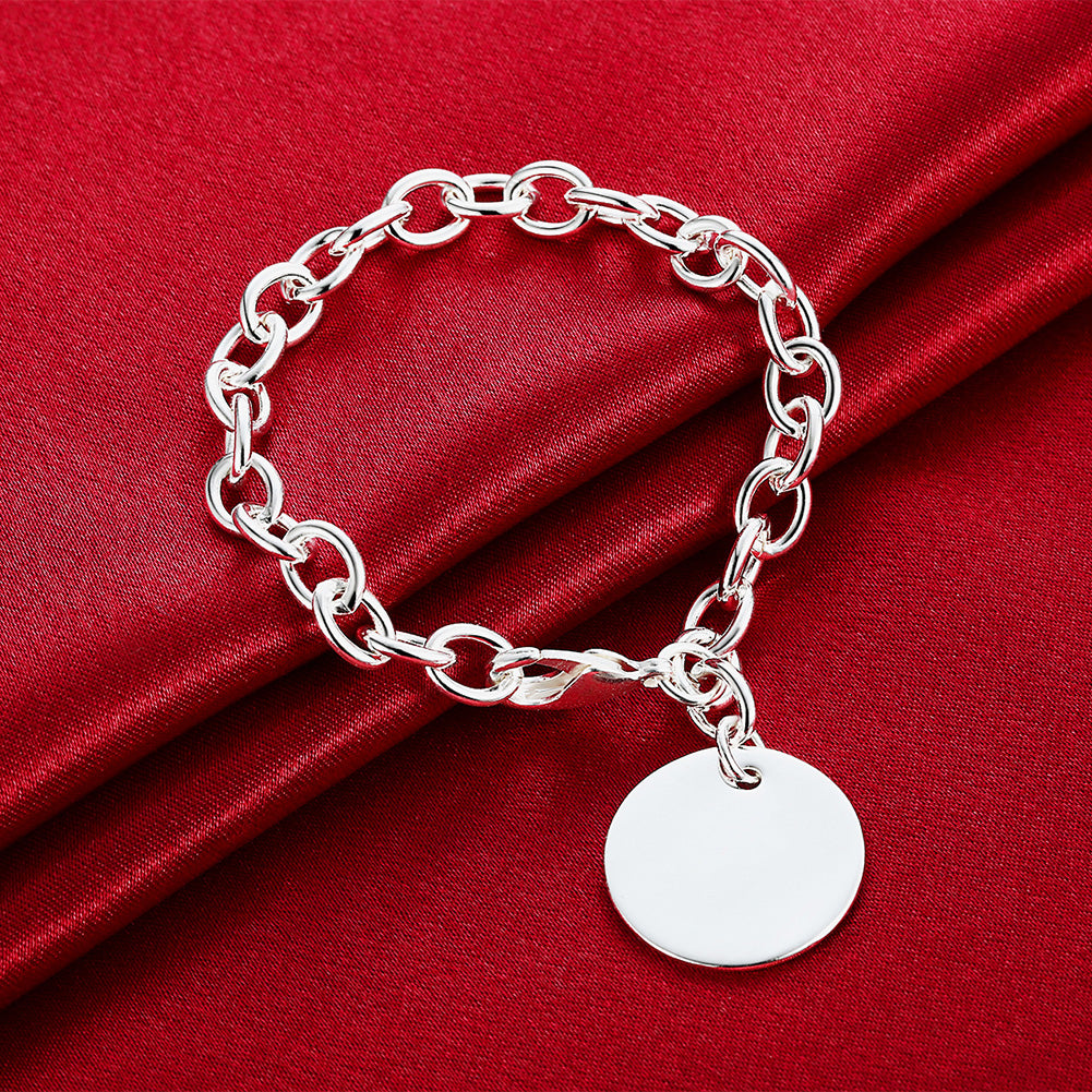Special offer 925 sterling silver fine Round card Pendant Bracelets for men's women Wedding party gifts Jewelry