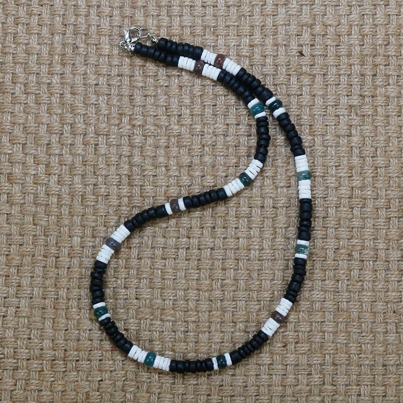 Handmade Tiger Eye Stone Necklace Men Natural Coconut Shell Necklace Male Tribal Jewelry Surfer Necklace Men Accessories CO-09