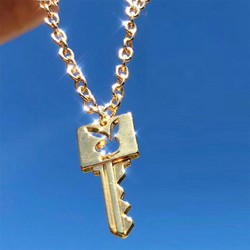Harajuku Bunny Head Key Lock Pendant Necklace for Women Cute Animal Neck Chain Paired Necklace Couple Gifts 2021 Trendy Jewelry