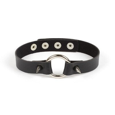 Harajuku Geometric Love Chocker Dark Black Collar Retro Black Leather Neckband Clavicle Goth Necklace Rock Jewelry Gifts
