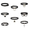 Harajuku Geometric Love Chocker Dark Black Collar Retro Black Leather Neckband Clavicle Goth Necklace Rock Jewelry Gifts