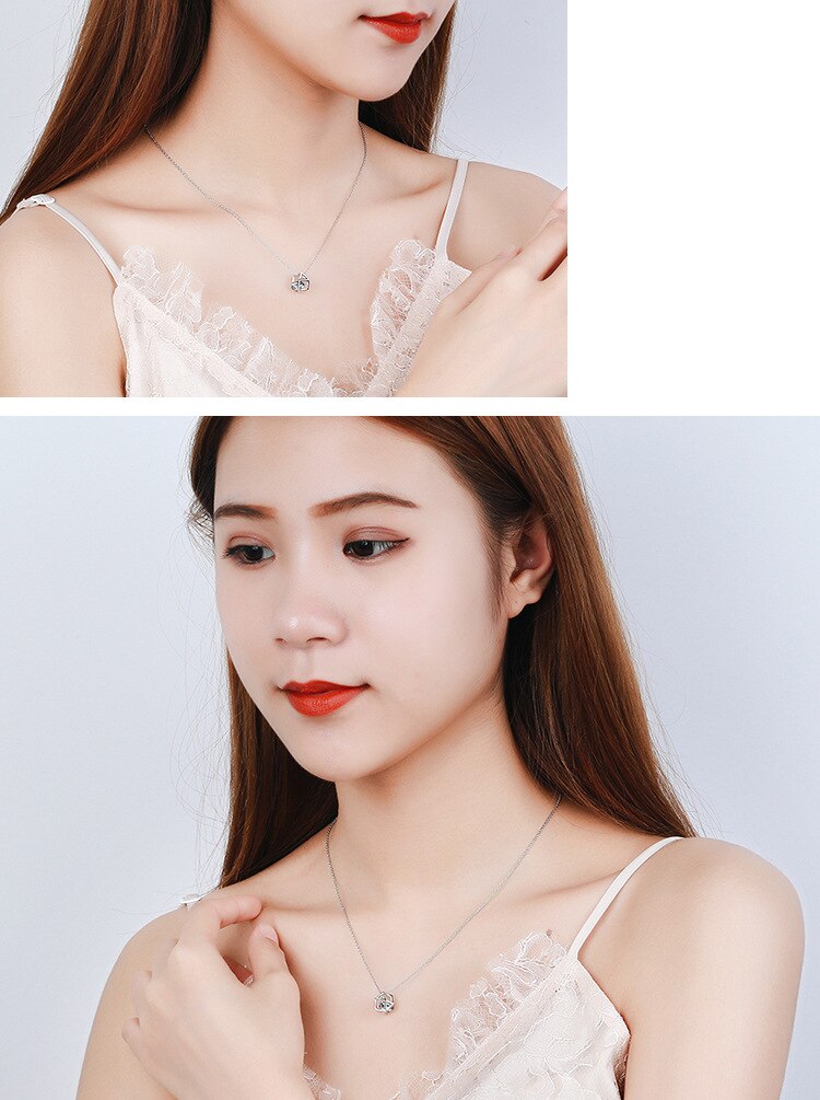 Zircon Square Pendants And Necklaces For Women 925 Stamp Silver Color Wedding Party Female Jewelry Gift