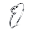 925 Stamp Silver Color Woman Cuff Bracelet Dolphin Retro Bangle Party Wedding Jewelry Charm Girl Gifts Christmas