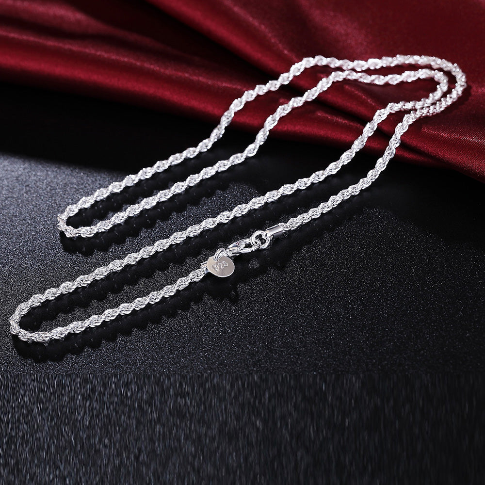 Charms 925 Stamped Silver 3MM beautiful twisted rope Necklace for Women 16-24 Incn party Jewelry Holiday gifts
