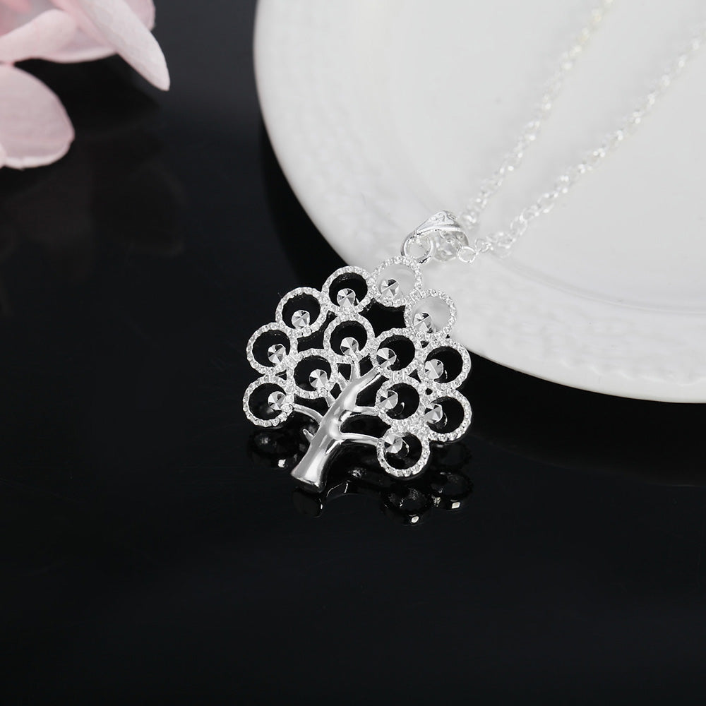 Exquisite Pretty 925 Stamped Silver fine tree Pendant Necklace For Women charms Christmas gifts party Wedding Jewelry