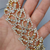 1 yard Gold Leaf Rhinestone Crystal Chain Bling Diamond Metal Trim Ribbon Clothing Accessories Dress Shoe Decorative 3.5cm wide