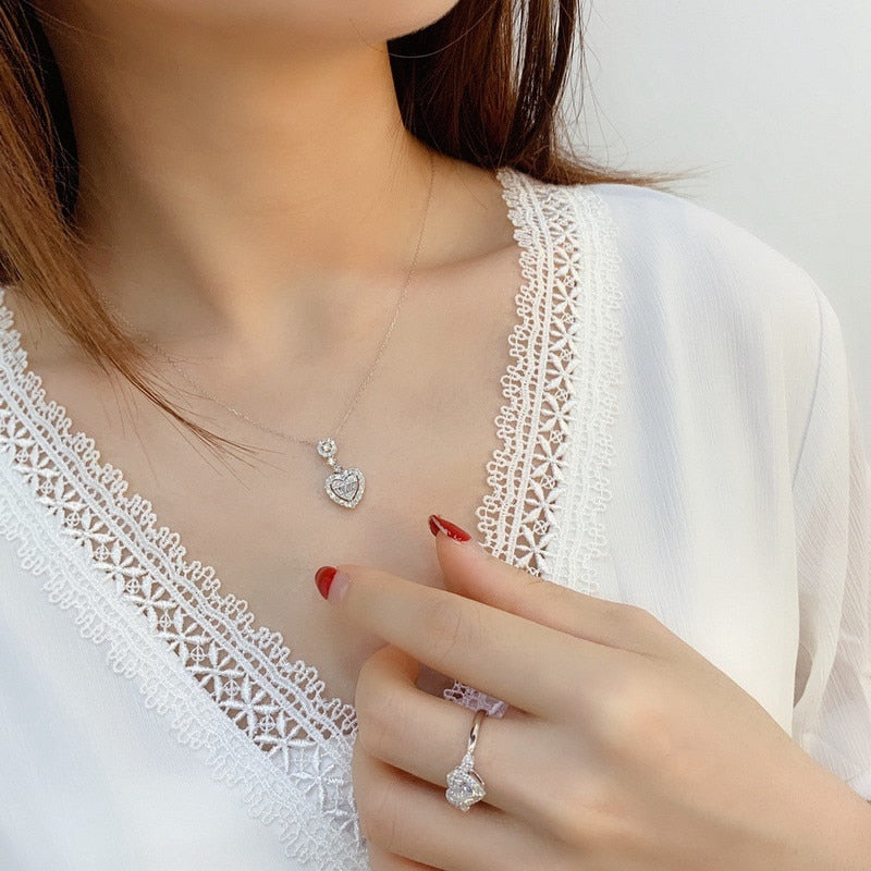 Heart Pendant Necklace For Women Choker Silver Color Wedding Girls Neck Chain Jewelry Girlfriend Valentines Day Gifts