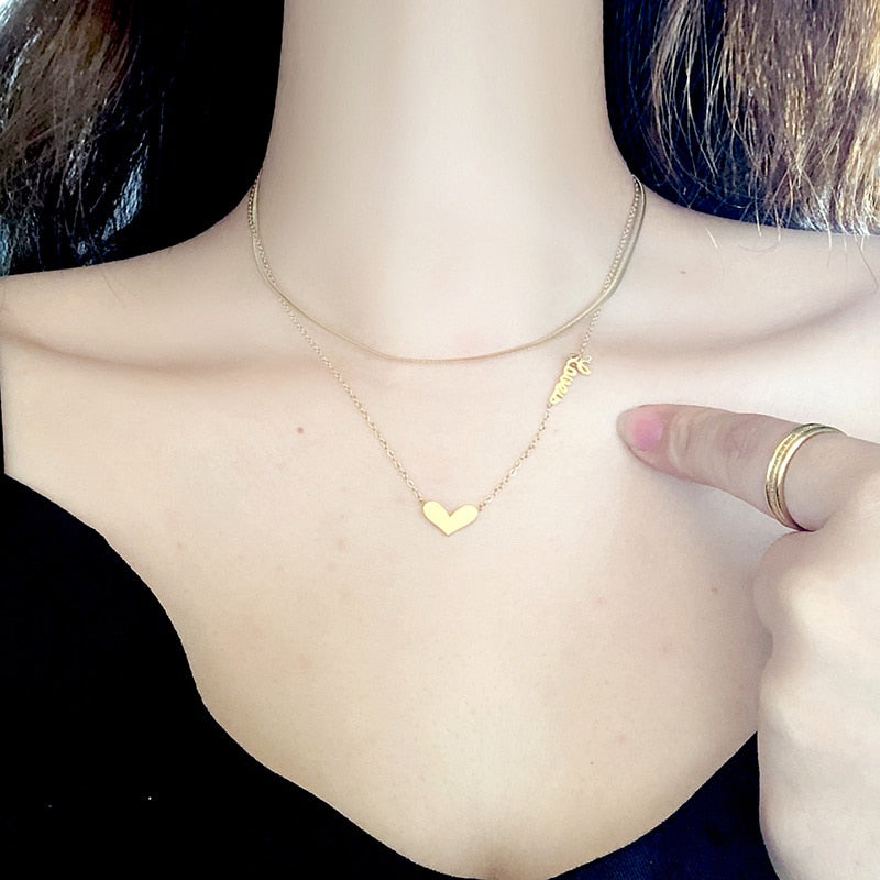 Heart Pendant Necklace For Women Choker Silver Color Wedding Girls Neck Chain Jewelry Girlfriend Valentines Day Gifts