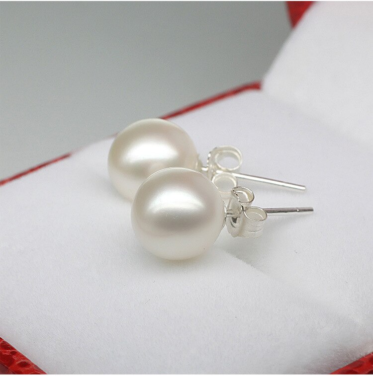 925 Stamp Silver Color Earrings Pearl Retro Studs Earring Women Girl Ladies Jewelry Wedding Gift
