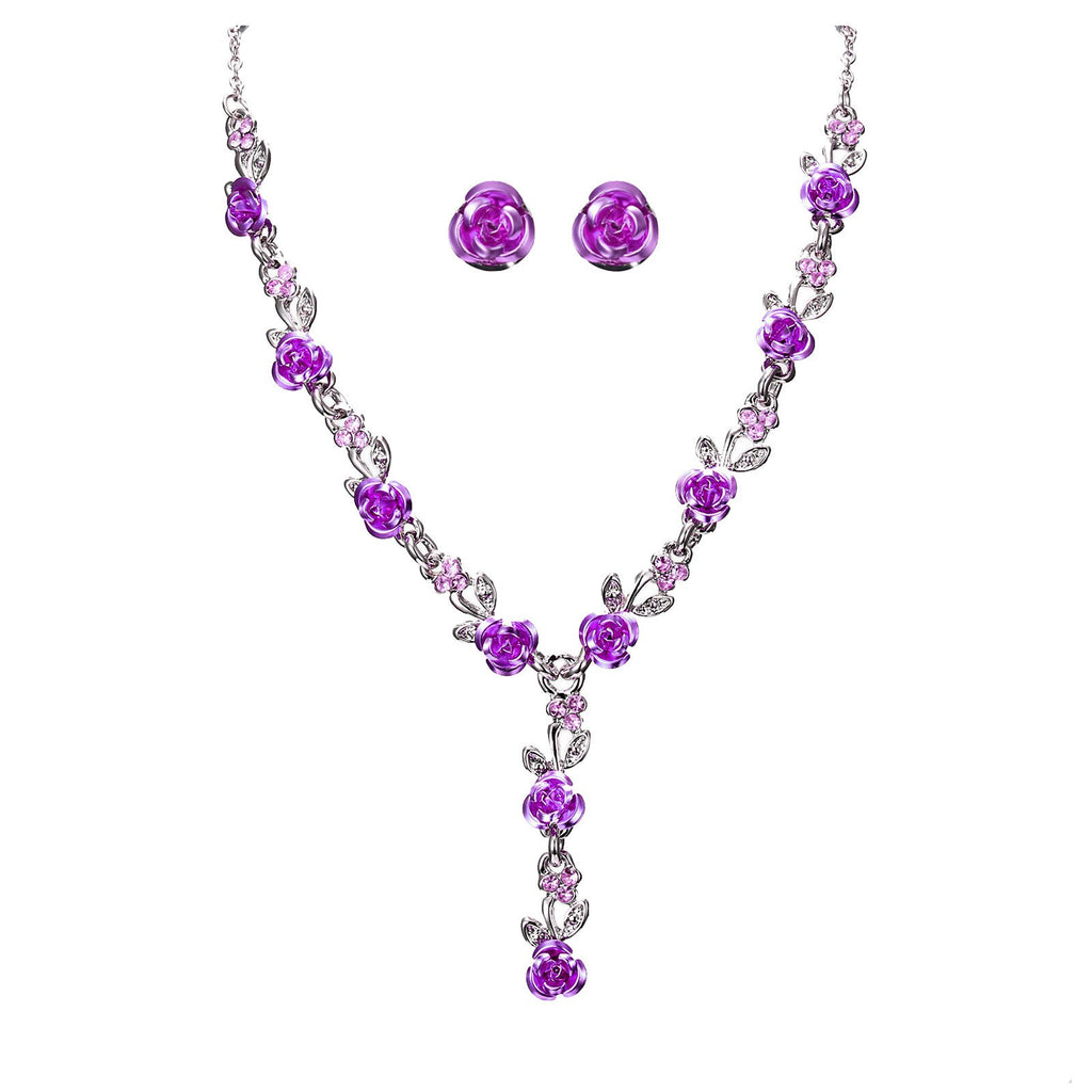 High-end Atmosphere Rose Flower Alloy Necklace Suit Dress Accessories Multilayer Women Girls Jewelry Wedding Necklace Pendant