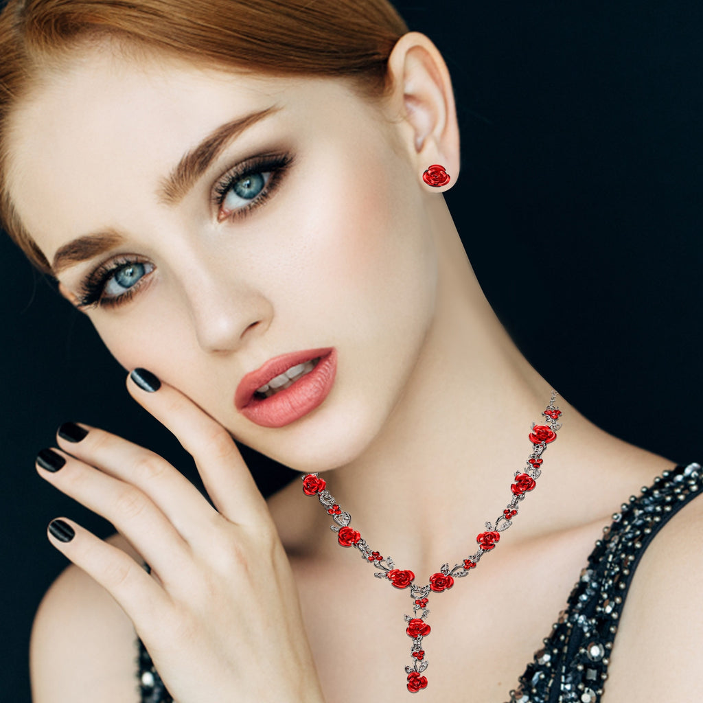 High-end Atmosphere Rose Flower Alloy Necklace Suit Dress Accessories Multilayer Women Girls Jewelry Wedding Necklace Pendant