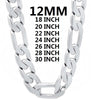 12MM chain 925 Stamped Silver color big necklace for men woman 18-30 inch Charms party designer jewelry