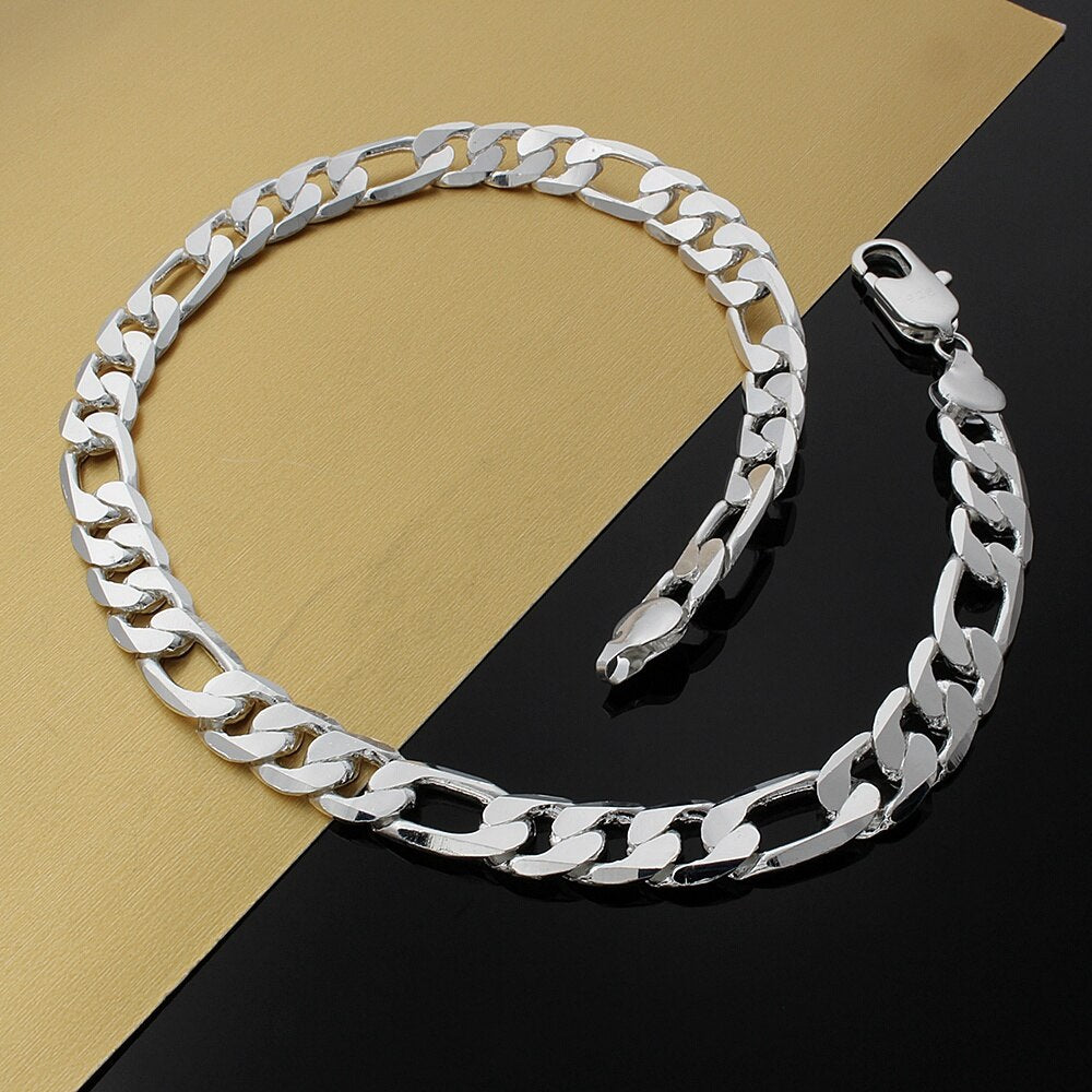 12MM chain 925 Stamped Silver color big necklace for men woman 18-30 inch Charms party designer jewelry