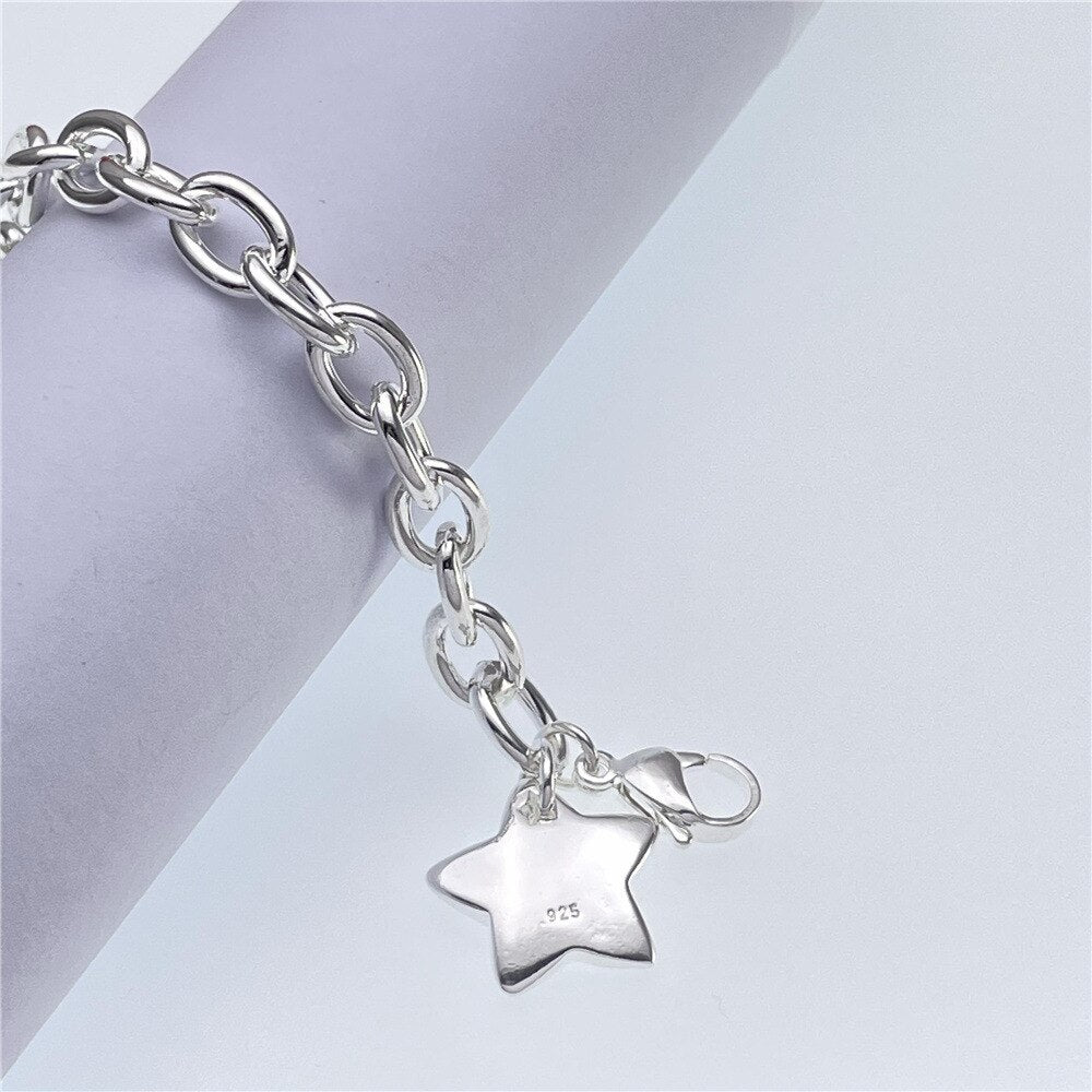 925 Stamp Silver Pretty star Pendant Bracelets for Women designer Jewelry party wedding Christmas gifts