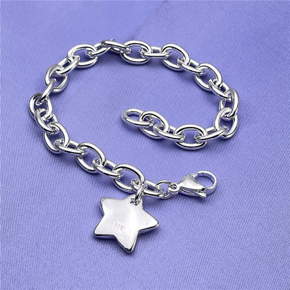 925 Stamp Silver Pretty star Pendant Bracelets for Women designer Jewelry party wedding Christmas gifts