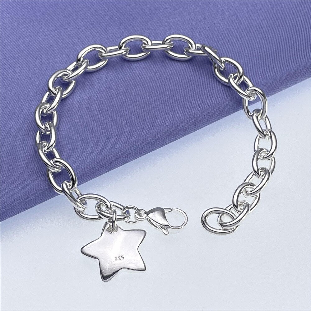 925 Stamp Silver Pretty star Pendant Bracelets for Women designer Jewelry party wedding Christmas gifts