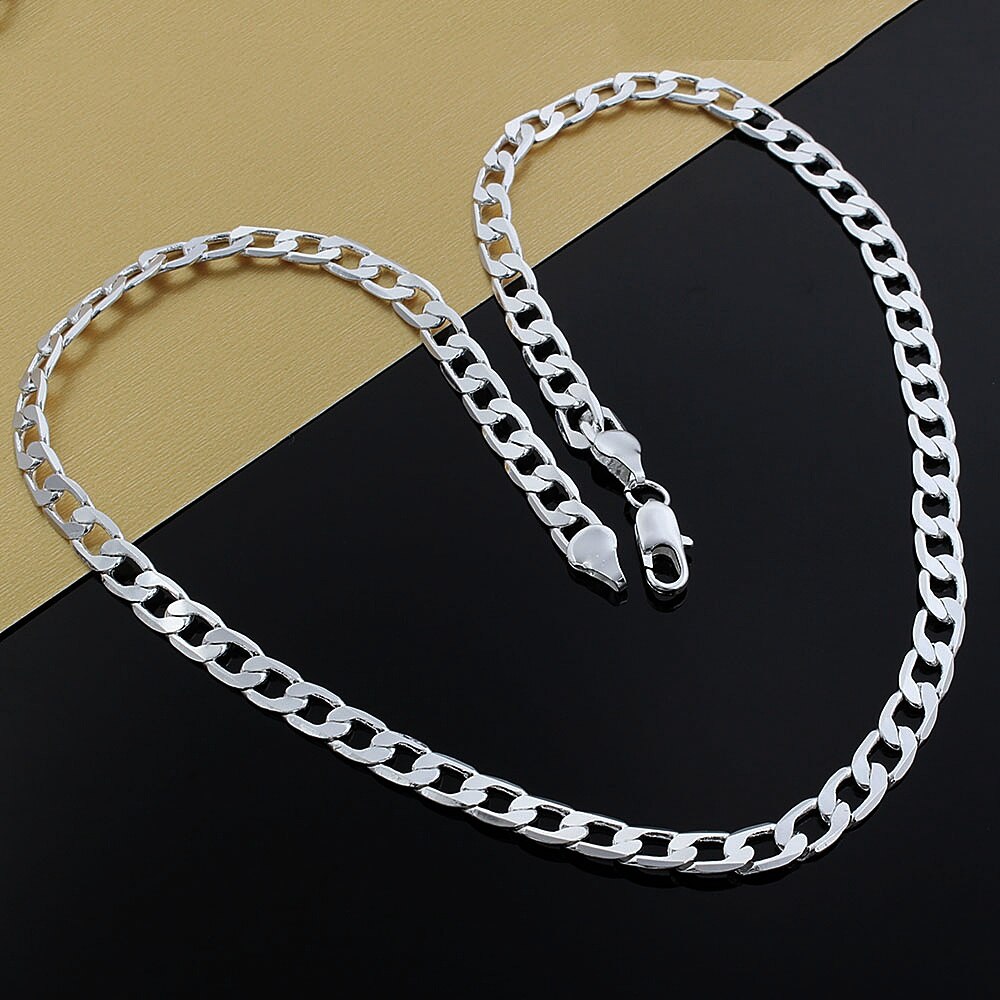 925 Stamped Silver Classic men's 8mm geometry Necklace for woman charm wedding party Jewelry Holiday gifts