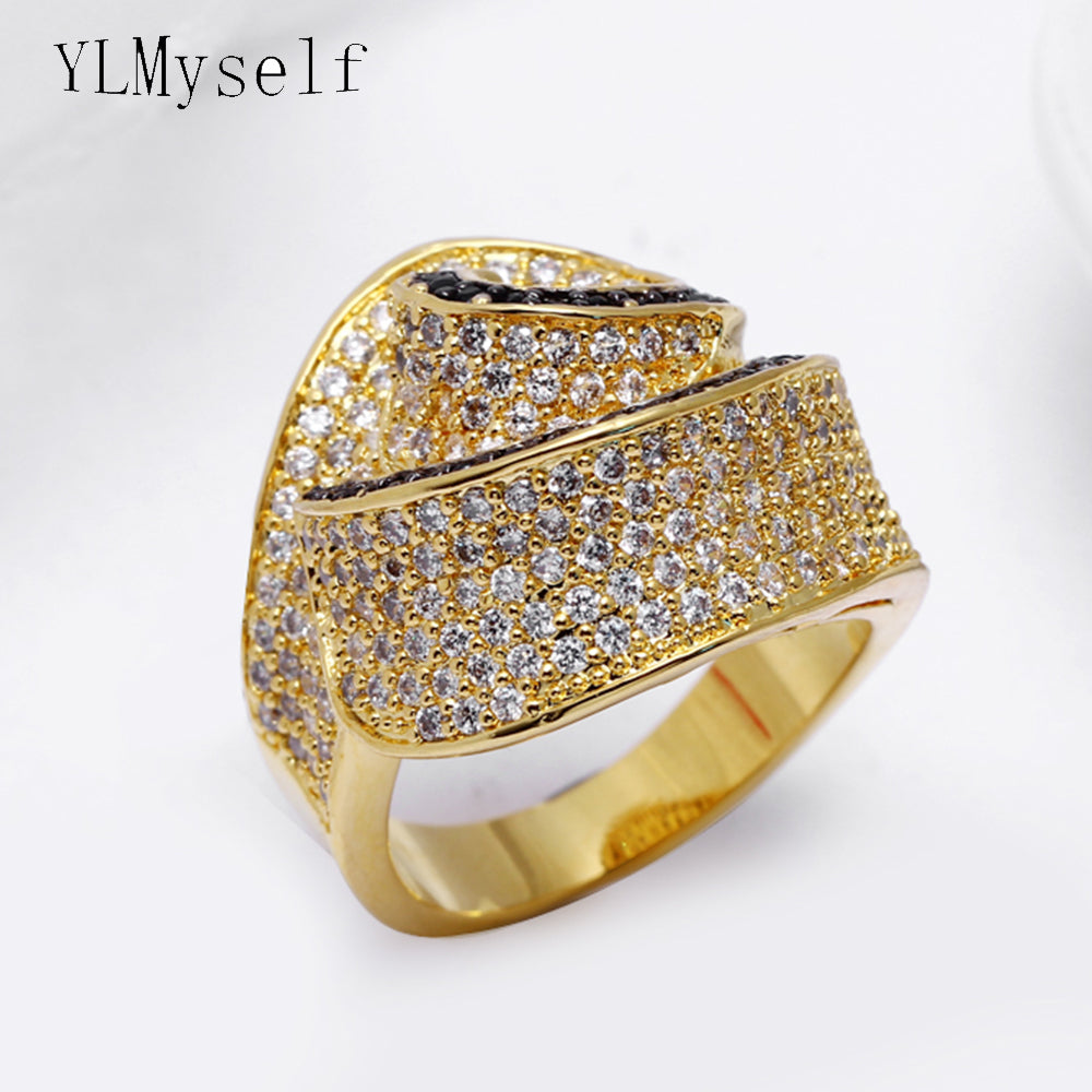 High quality designer ring aneis micro pave cubic zirconia jewelry fashion statement jewellery female gold color rings