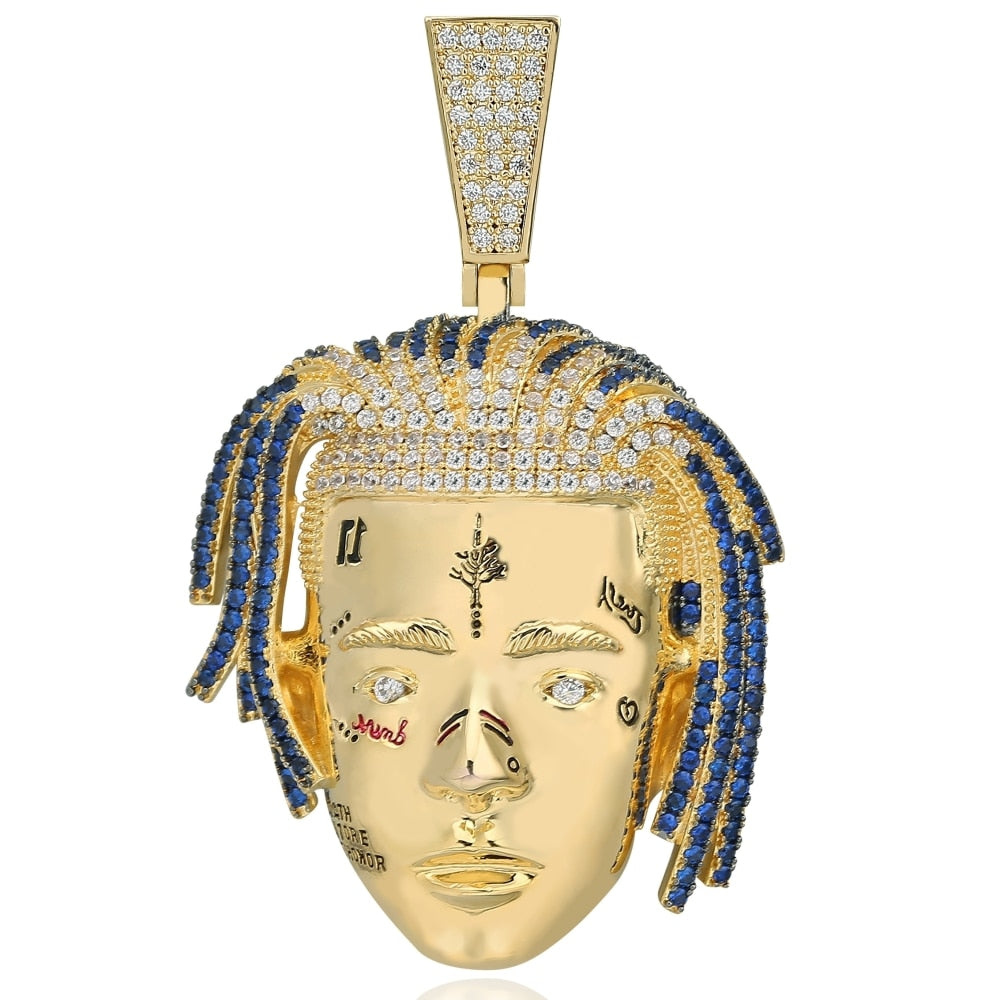 Hip-Hop Rap Rapper xxxtentacion Necklace Pendant With Rope Chain Bling Cubic Zircon Cool Men's Rock Biker Jewelry Gift